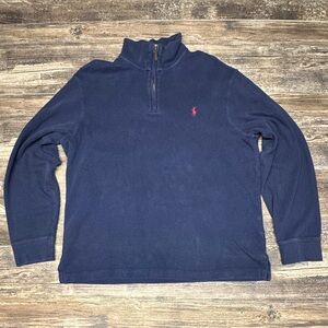 Polo Ralph Lauren Quarter Zip Pullover Estate Rib Sweater Navy XL GUC